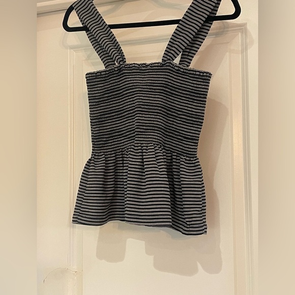 Madewell Black and White Fitted Peplum Tank Top - Picture 2 of 4